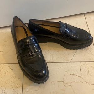 Franco Sarto Black Patent Leather Loafers